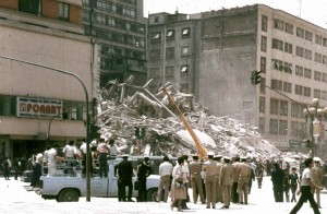 File photo shows a building collapse after a earthquake