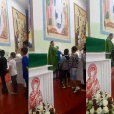  (Video) Sacerdote golpea a niños durante ceremonia