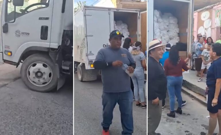  (VIDEO) Sedesore entrega despensas en Matehuala pese a veda electoral