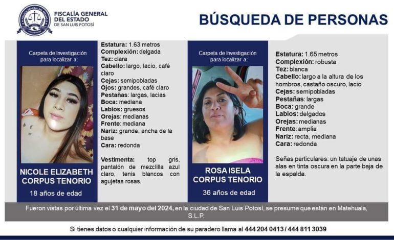  12 días sin que la FGE esclarezca la desaparición de Nicole y Rosa Corpus Tenorio