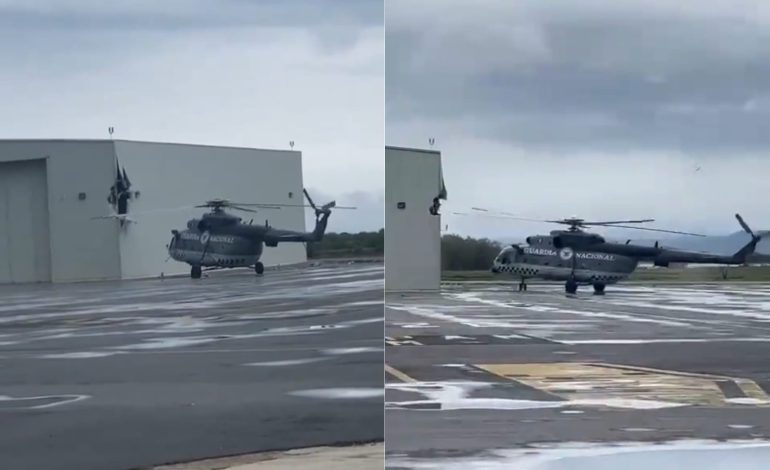  (VIDEO) Helicóptero de la GN daña hangar del aeropuerto de SLP